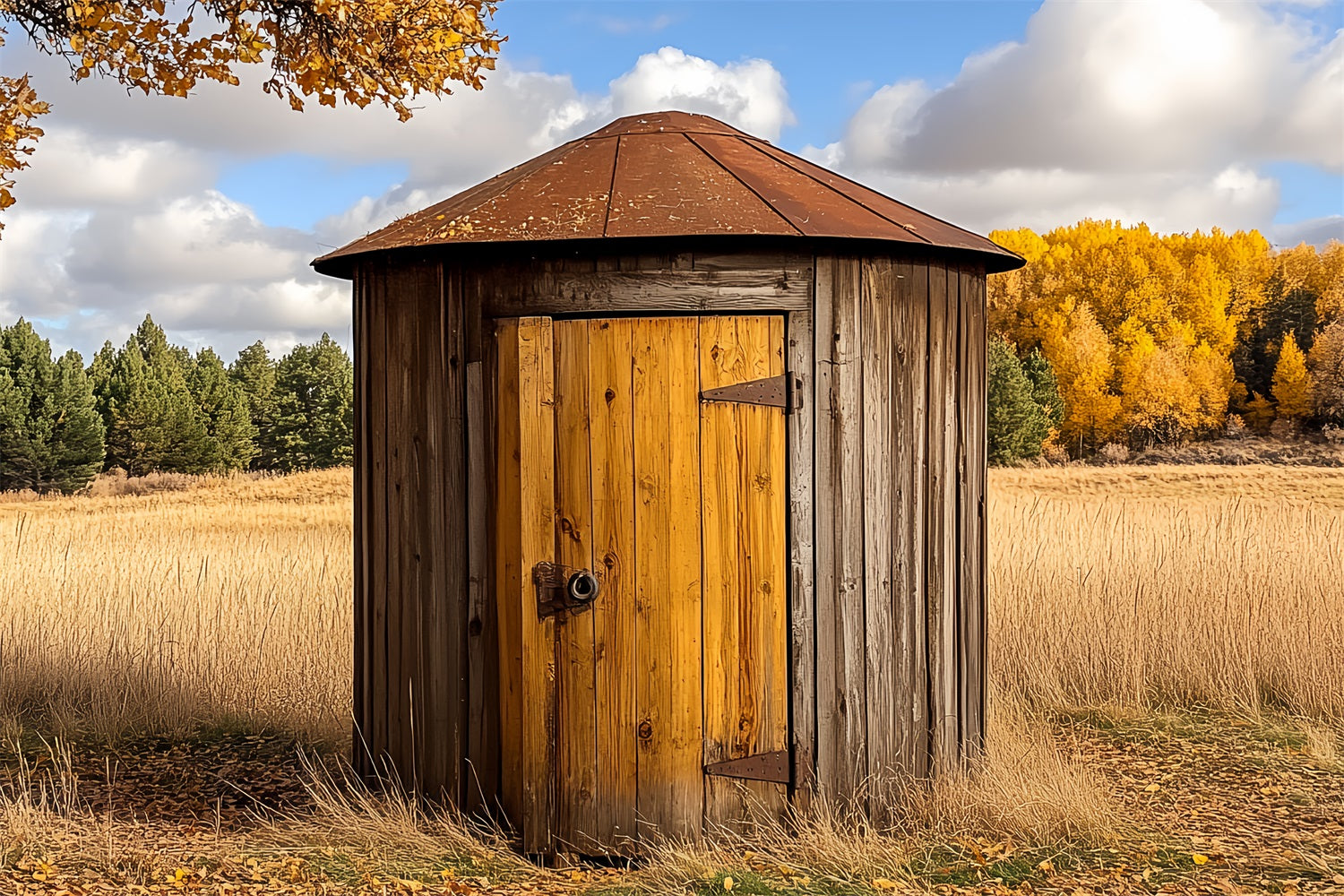 Holz Scheune Hintergrund Landleben Herbst Runde Hintergrund CSH4-208