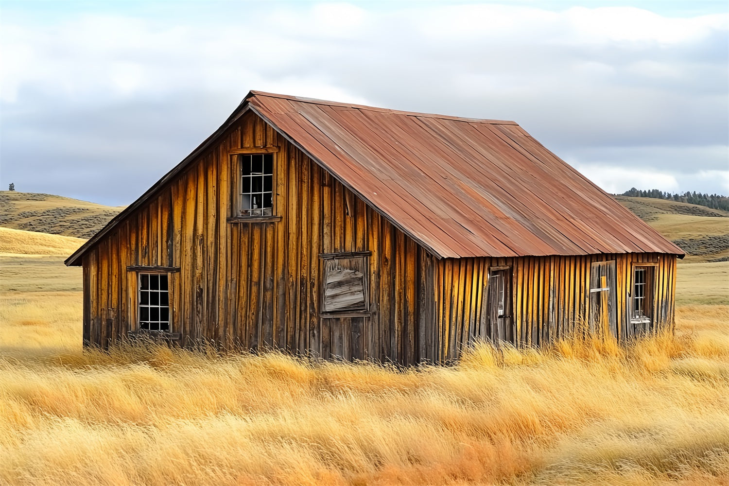 Scheune Backdrops Verwittert Bauernhaus Rustikale Landschaft Hintergrund CSH4-209