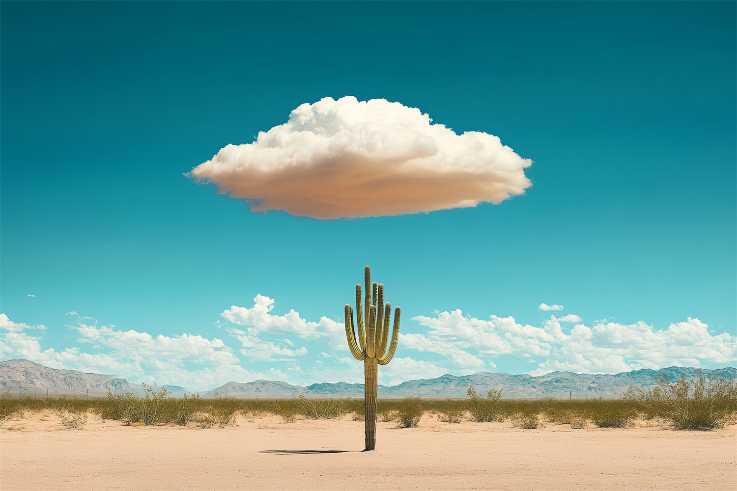 Blauer Himmel Fotohintergrund Wüste Kaktus Puffy Cloud Hintergrund CSH4-241