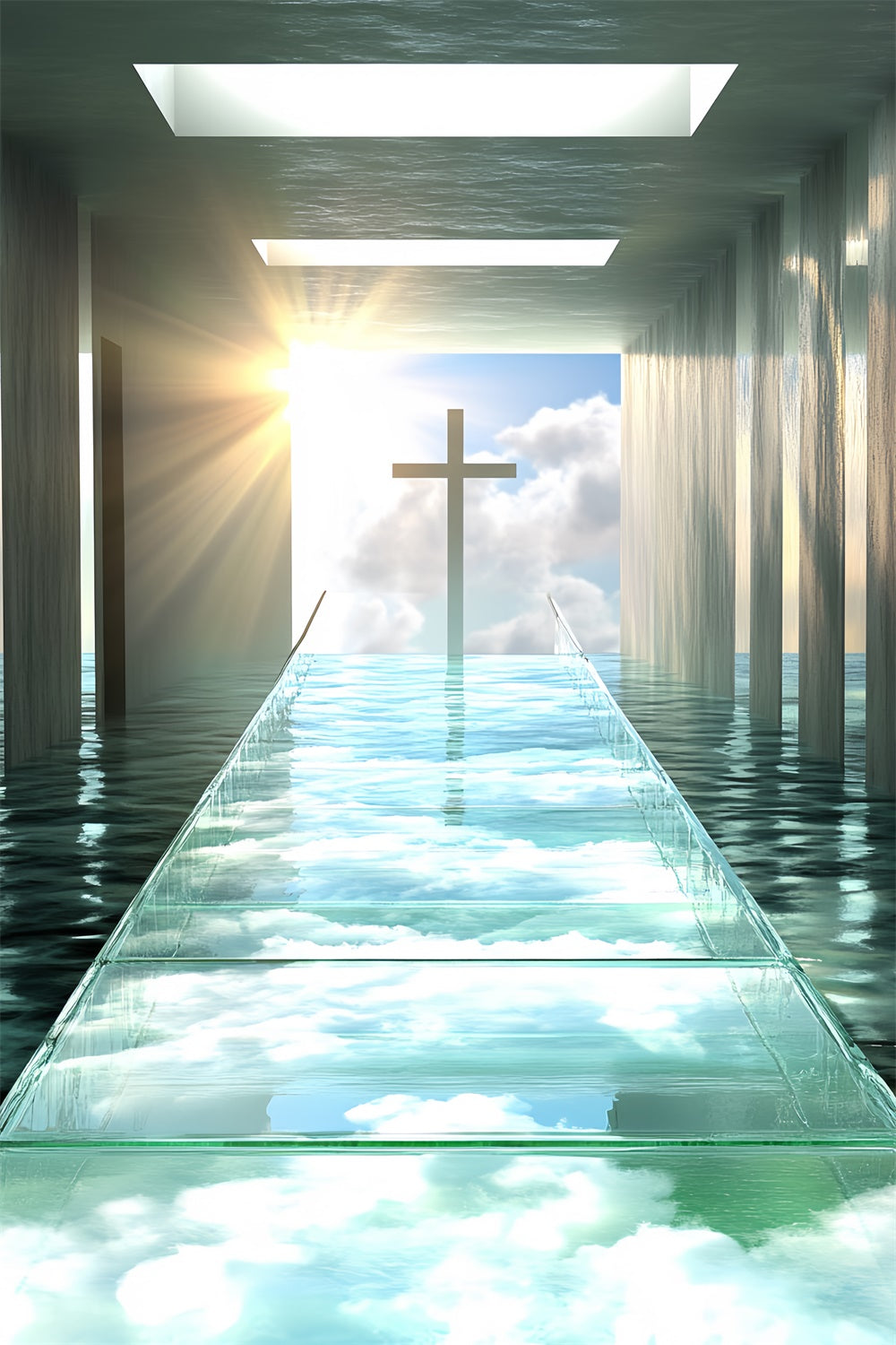 Himmel und Wolken Backdrop Wolke Reflexionen Kreuz Hintergrund CSH4-249