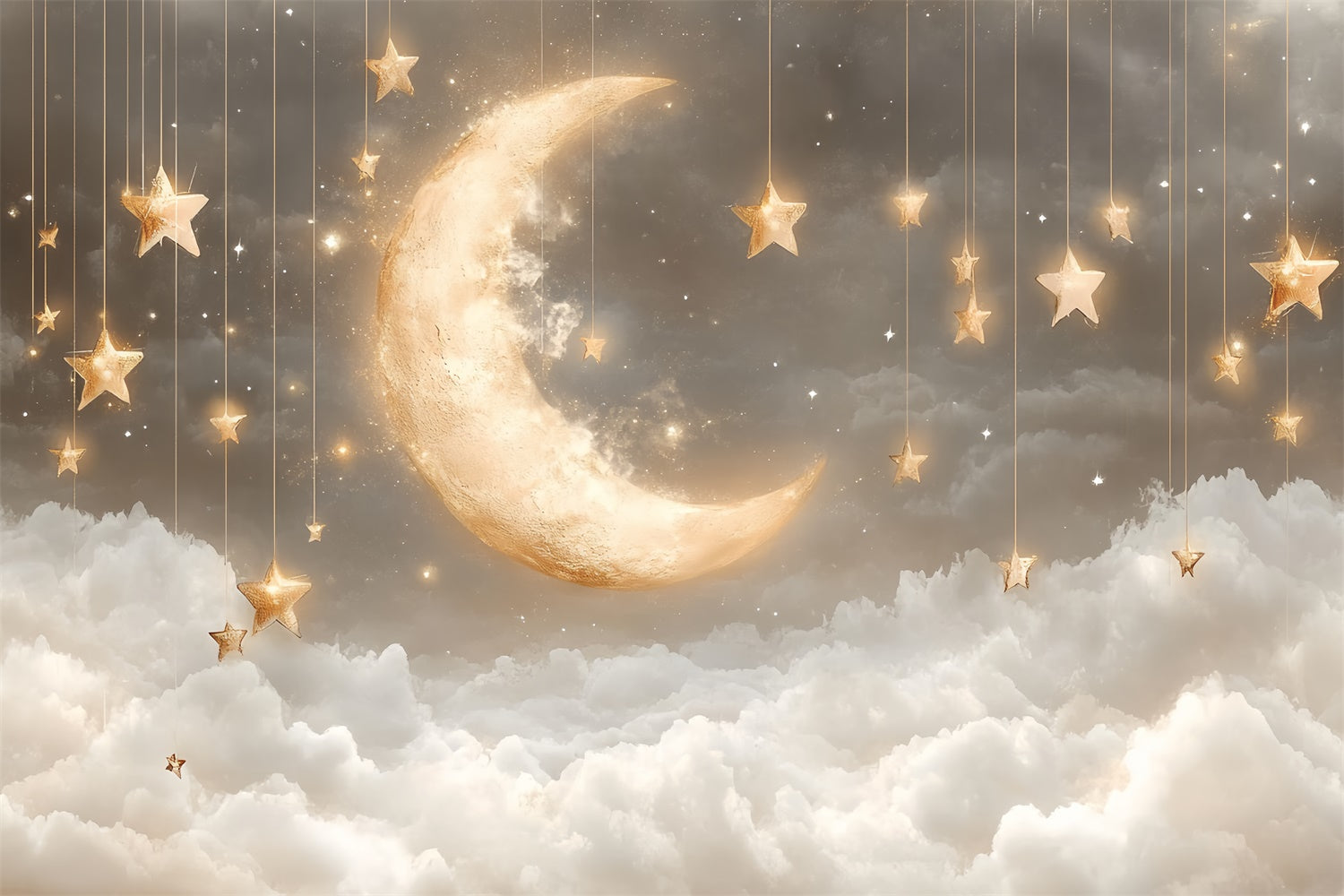 Cloud Backdrop Fotoshooting Mondlicht Hanging Stars Backdrop CSH4-251