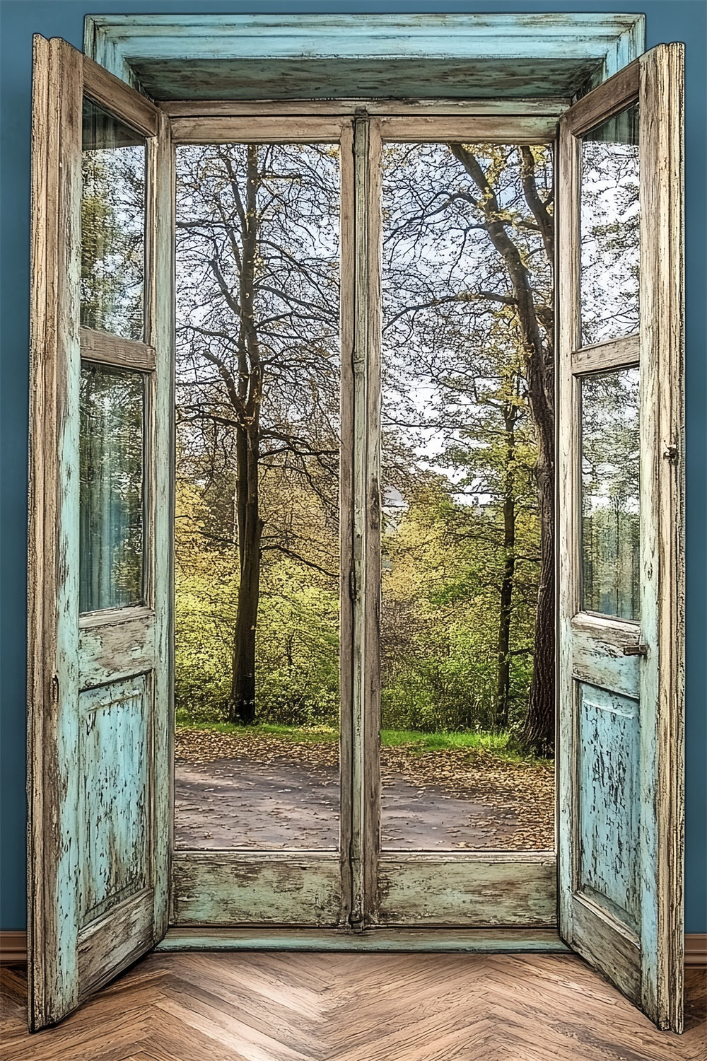 Vintage-Fotohintergrund Distressed Holztür Waldhintergrund CSH4-268