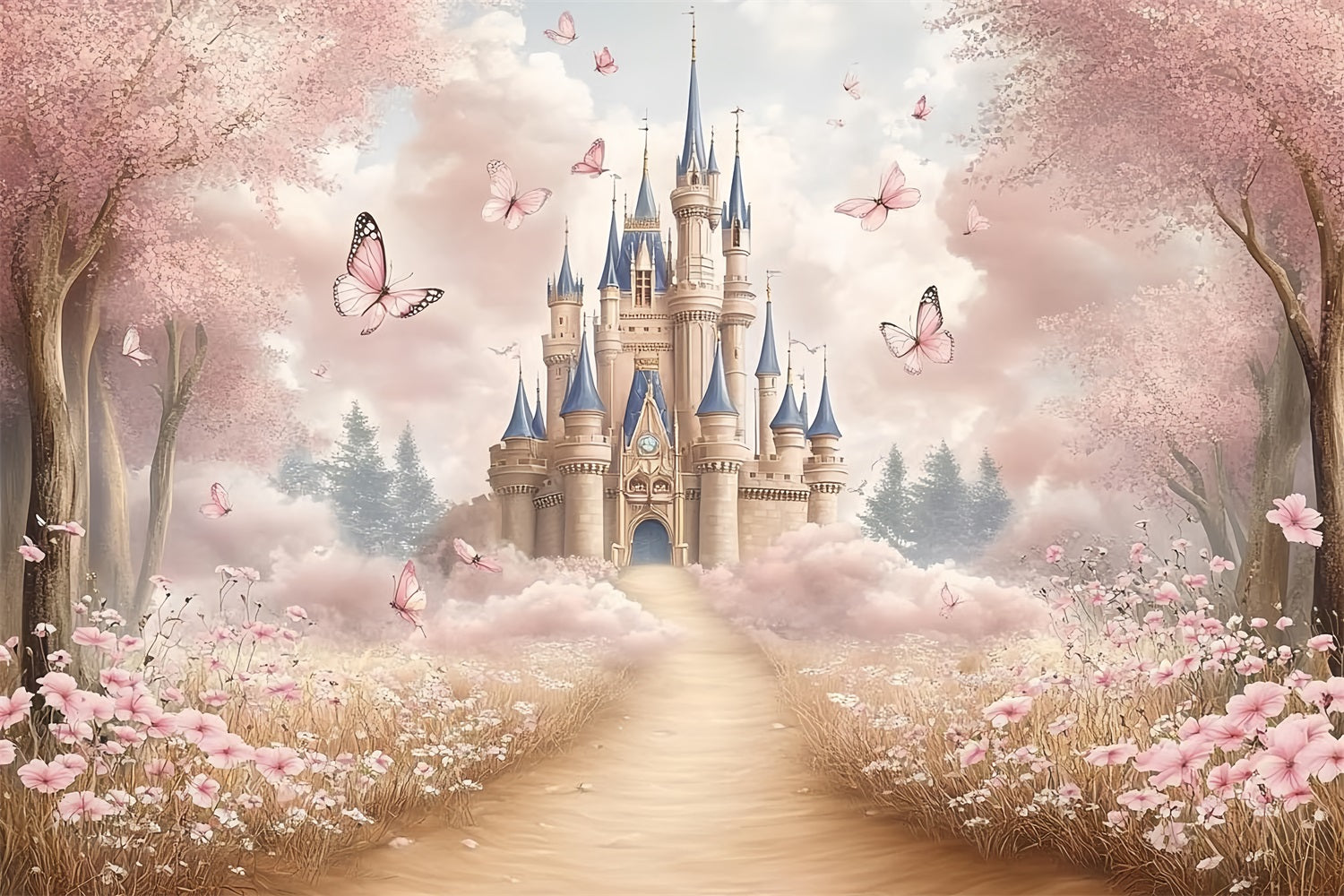 Prinzessin Schloss Hintergrund Fantasy Garden Hintergrund CSH4-328