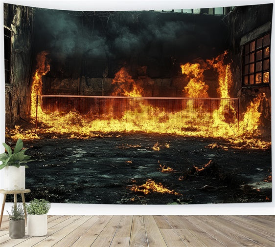 Sportfotografie Backdrops Brennender Tennisplatz Backdrop CSH4-381