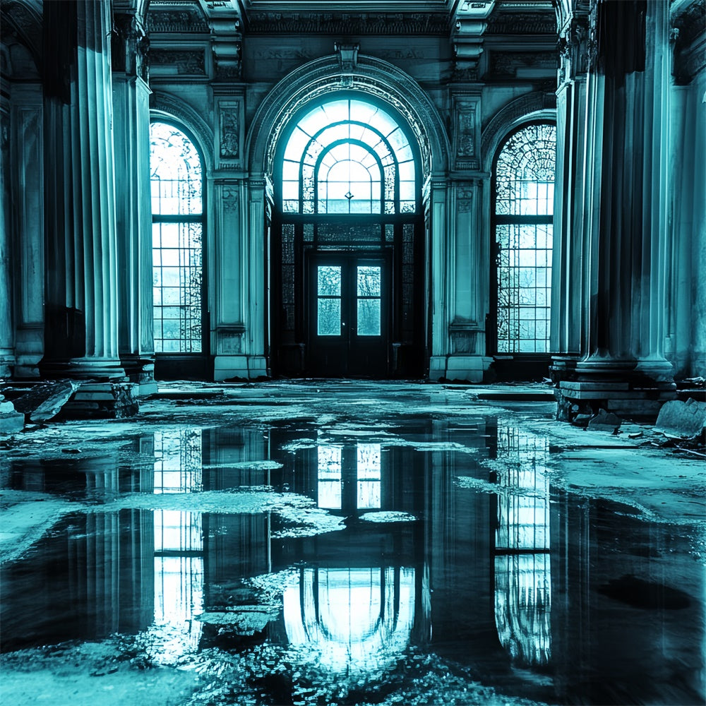 Antike Fotokulisse Moody Blue Grand Hall Vintage Backdrop CSH4-397