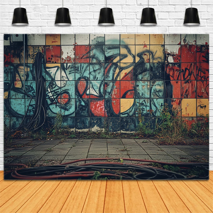 Retro Backdrops Straße Vibes Graffiti Wand Vintage Backdrop CSH4-400