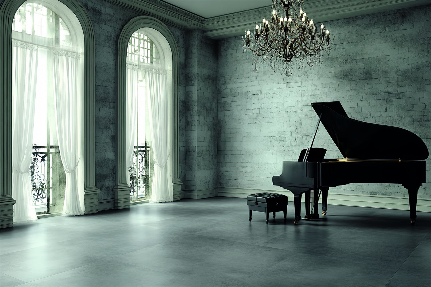 Vintage Fotografie Backdrops Klavier Elegantes Zimmer Backdrop CSH4-412