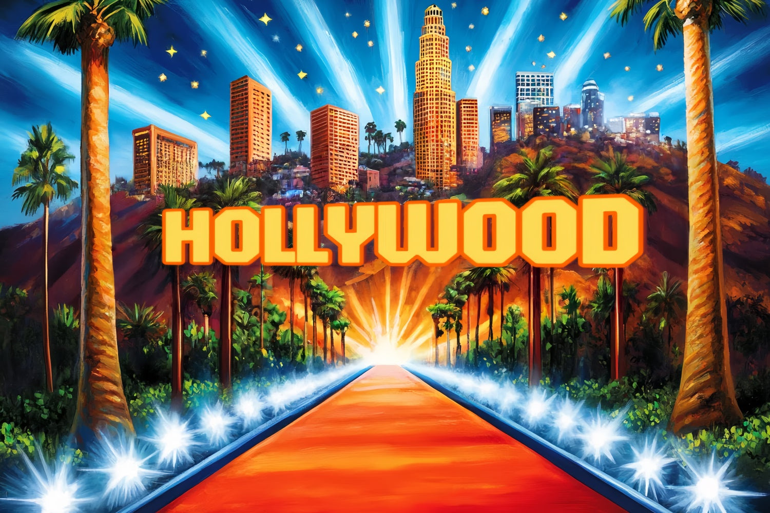 Hollywood-Fotohintergrund Stadtlichter Roter Teppich Hintergrund CSH5-164