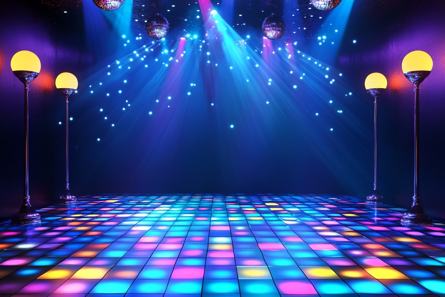 80er Jahre Foto-Hintergrund Disco Lichter Boden Retro-Hintergrund CSH5-182