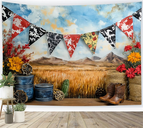 Western Cowboy Backdrop Rustikale Baby Rodeo Kinder Hintergrund CSH5-263