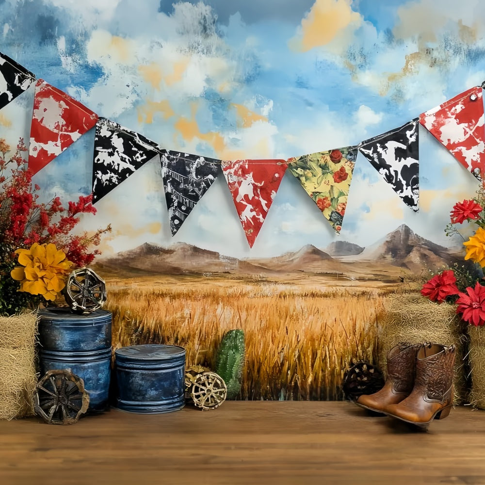 Western Cowboy Backdrop Rustikale Baby Rodeo Kinder Hintergrund CSH5-263