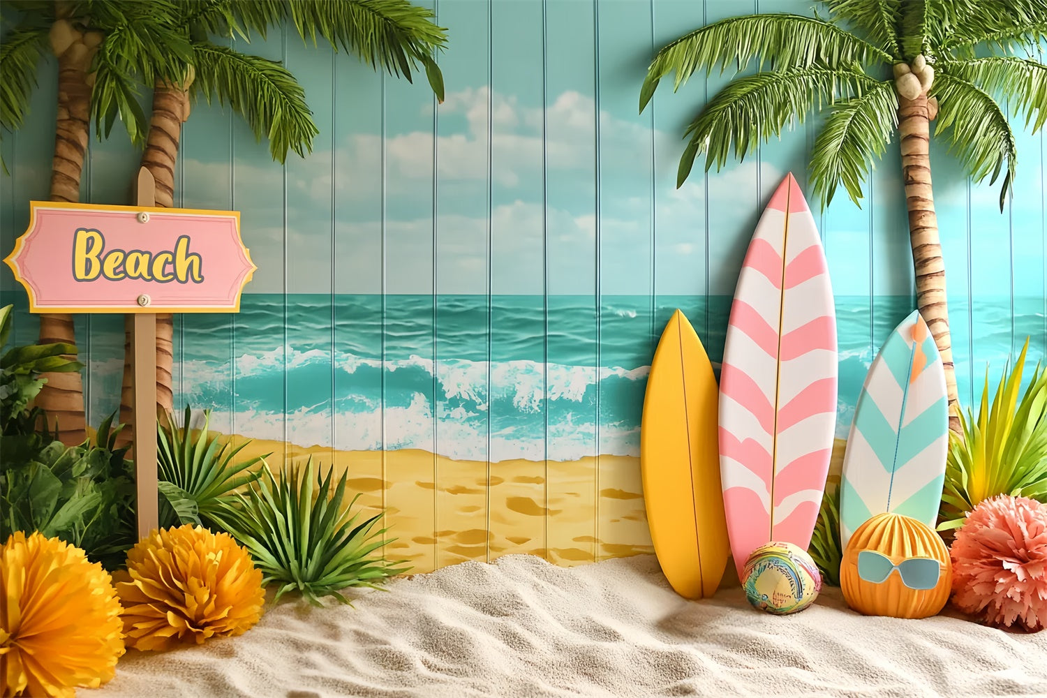 Fotohintergrund für Kinder Sunny Sands Boards Backdrop CSH5-266