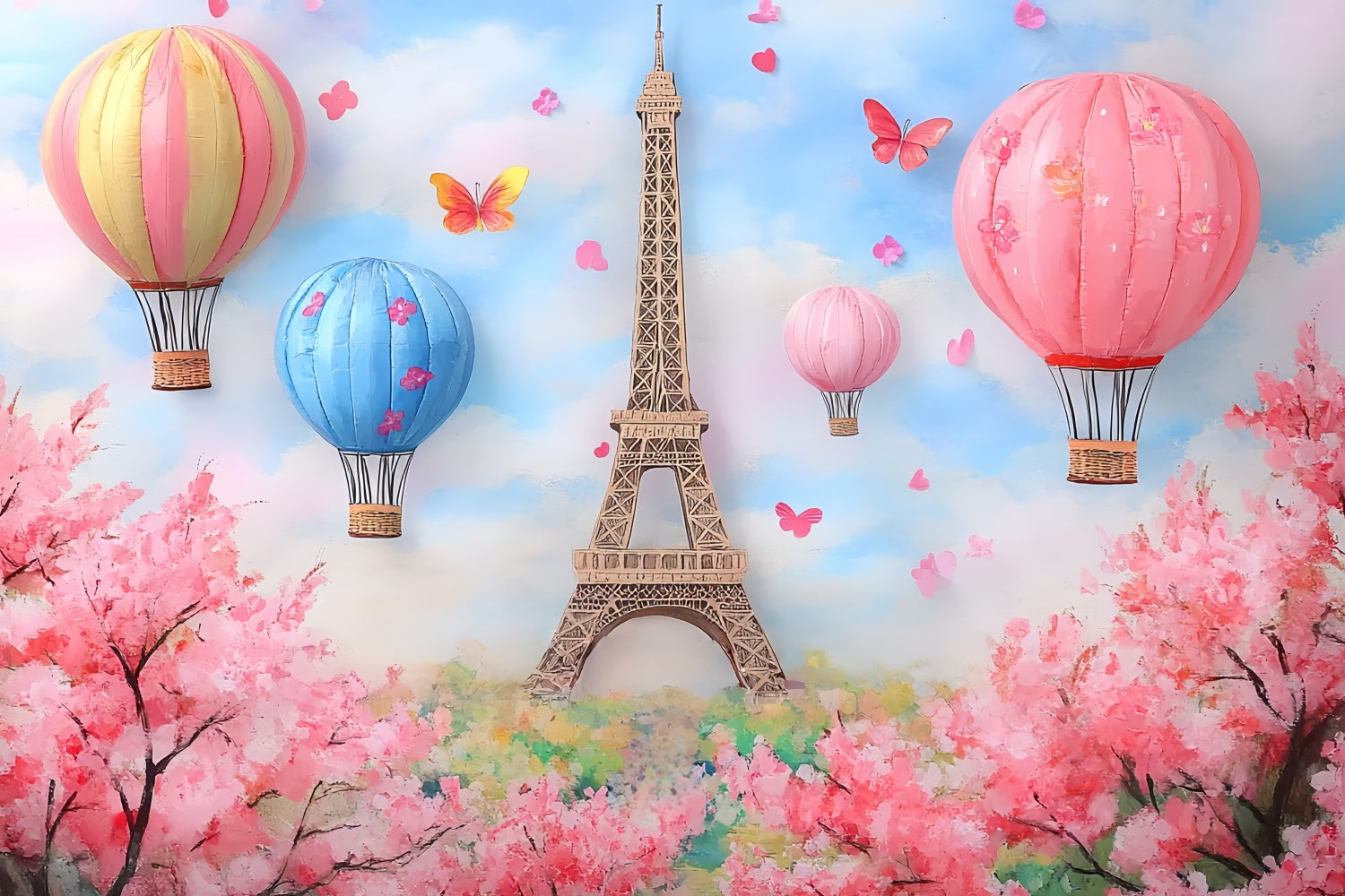 Neugeborenen-Fotoshooting Backdrop Ballonfahrt Paris Backdrop CSH5-268