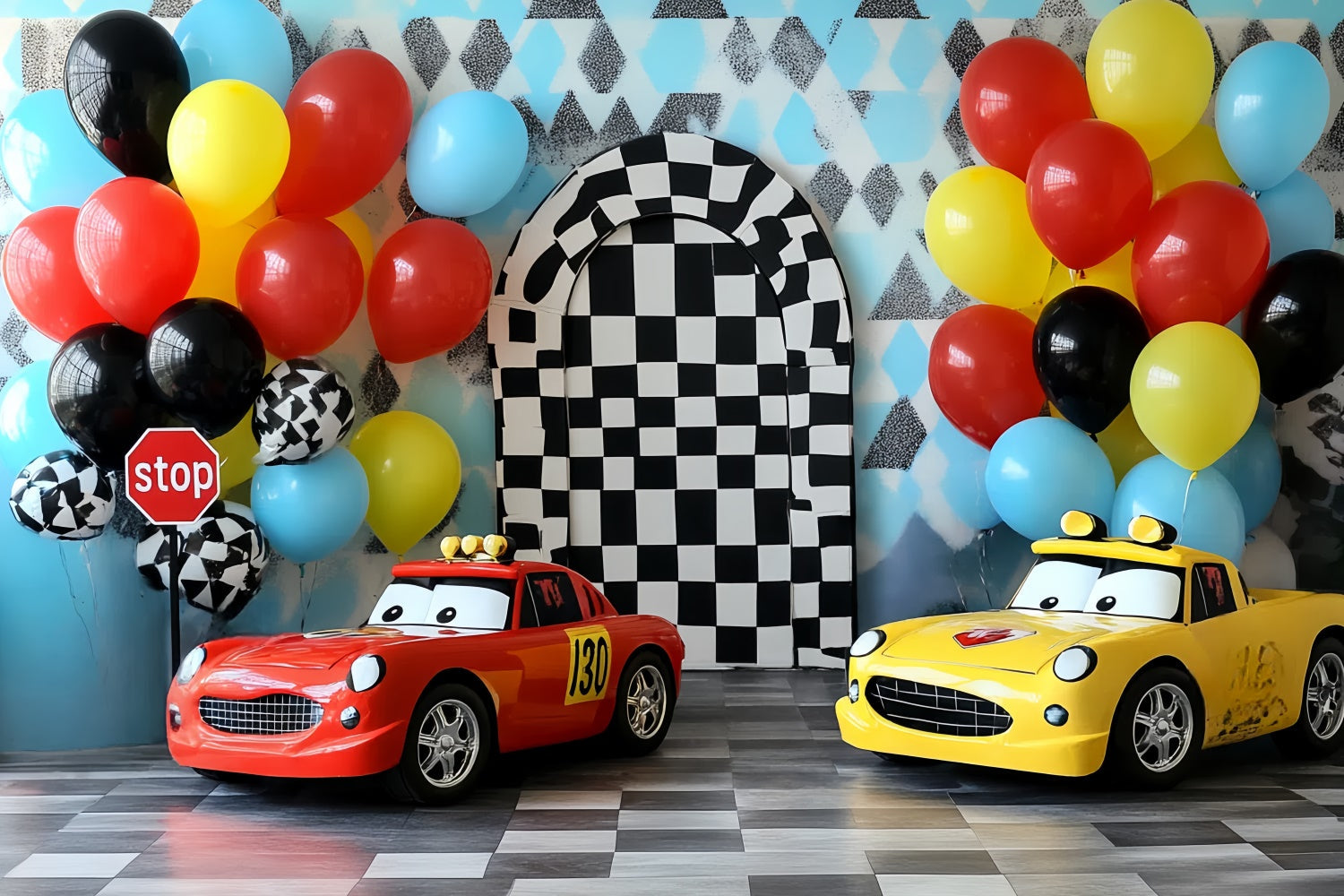 Fotohintergrund für Kinder Mini Rennwagen Hintergrund CSH5-272