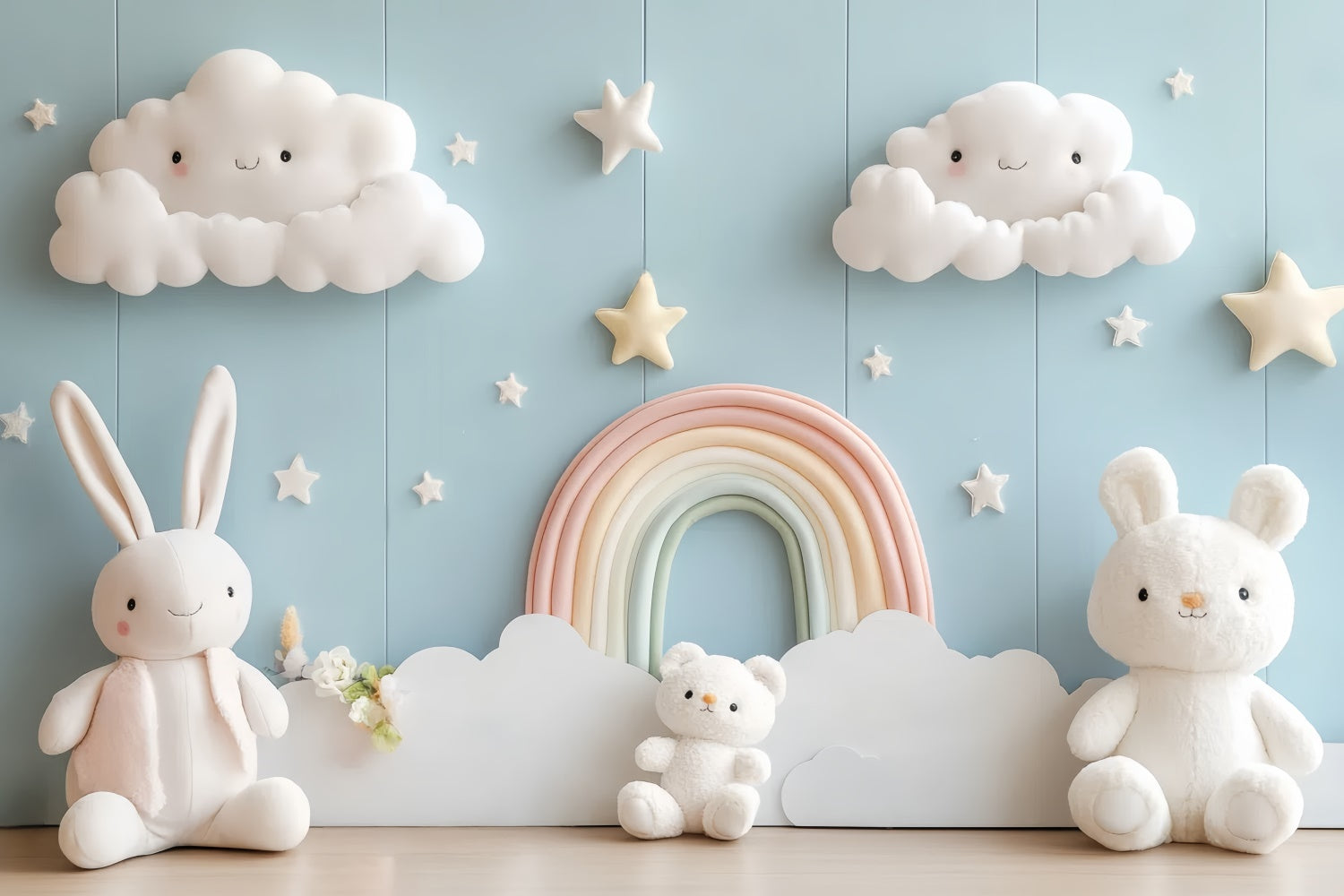 Neugeborenen-Fotografie-Hintergrund Bunny Regenbogen-Wolken-Hintergrund CSH5-278
