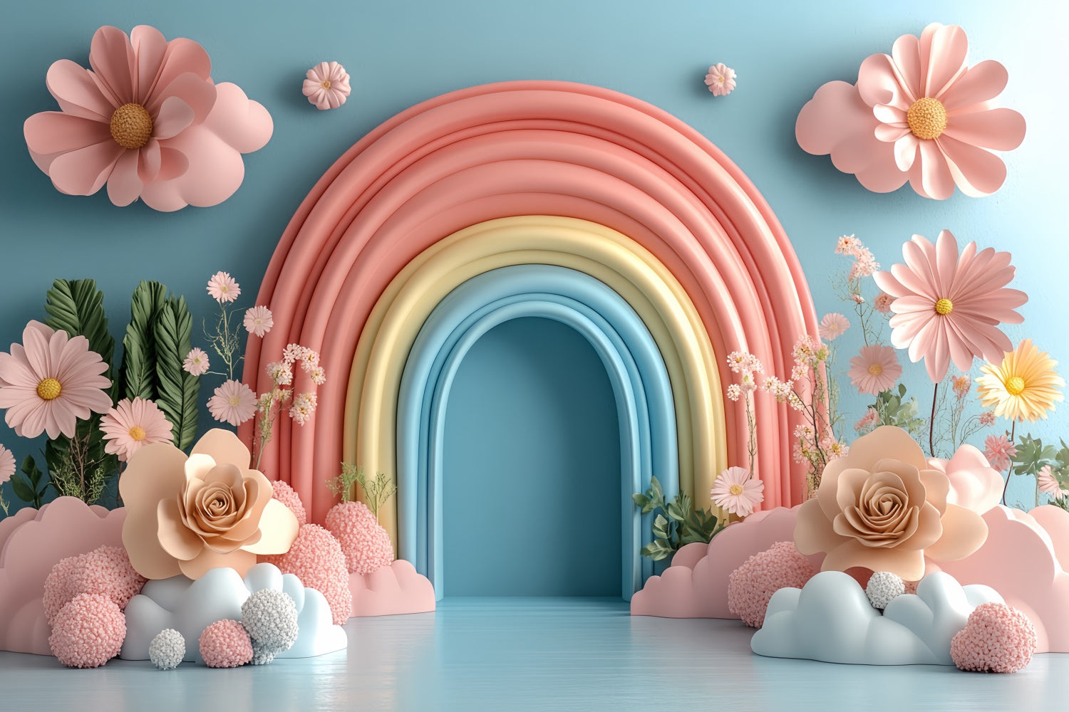 Neugeborene Backdrops Zarter Bogen Floral Pastell Hintergrund CSH5-285