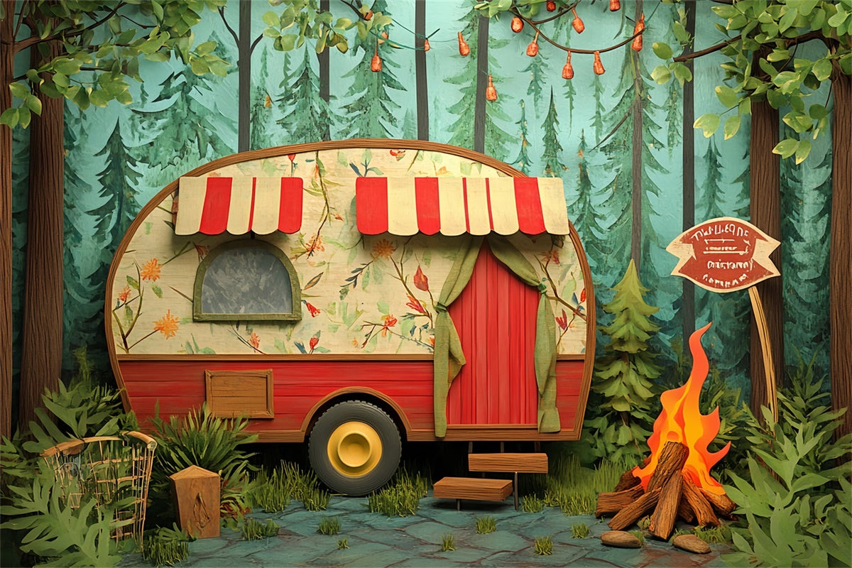 Kinder Backdrops Woodland Camper Nights Backdrop CSH5-287