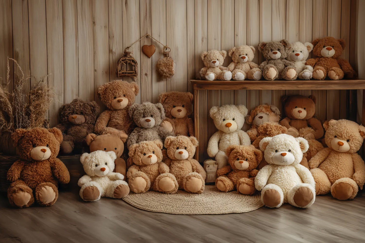 Kinder-Fotohintergrund Niedlicher Teddybär Holzhintergrund CSH5-300