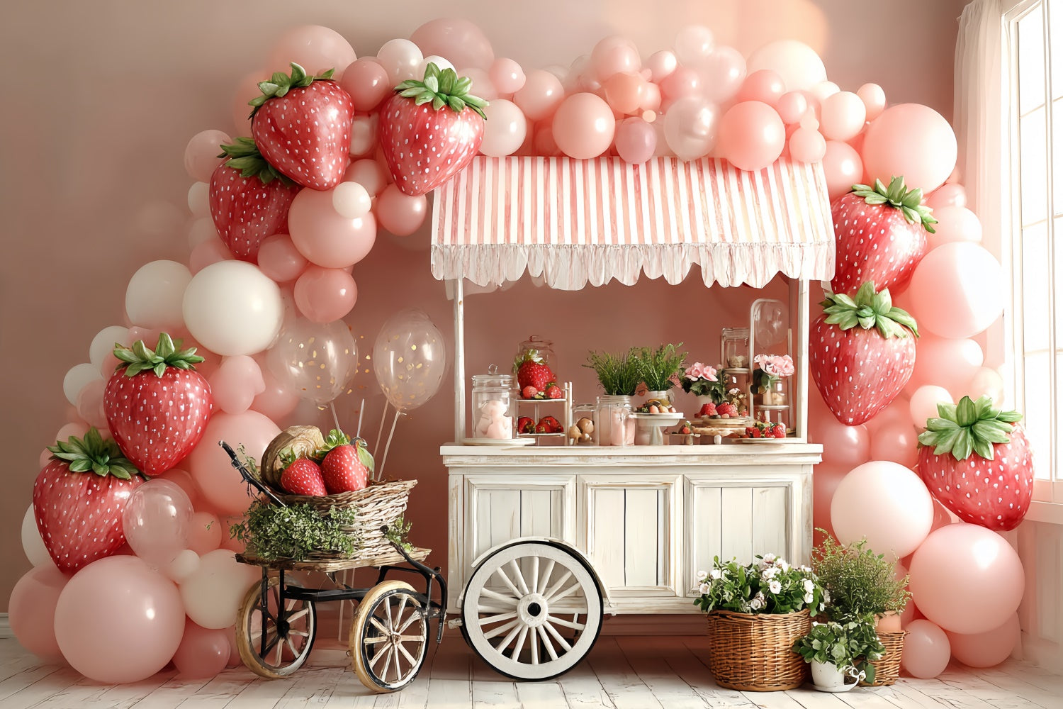 Erdbeere Hintergrund Candy Cart Ballon Kinder Hintergrund CSH5-302