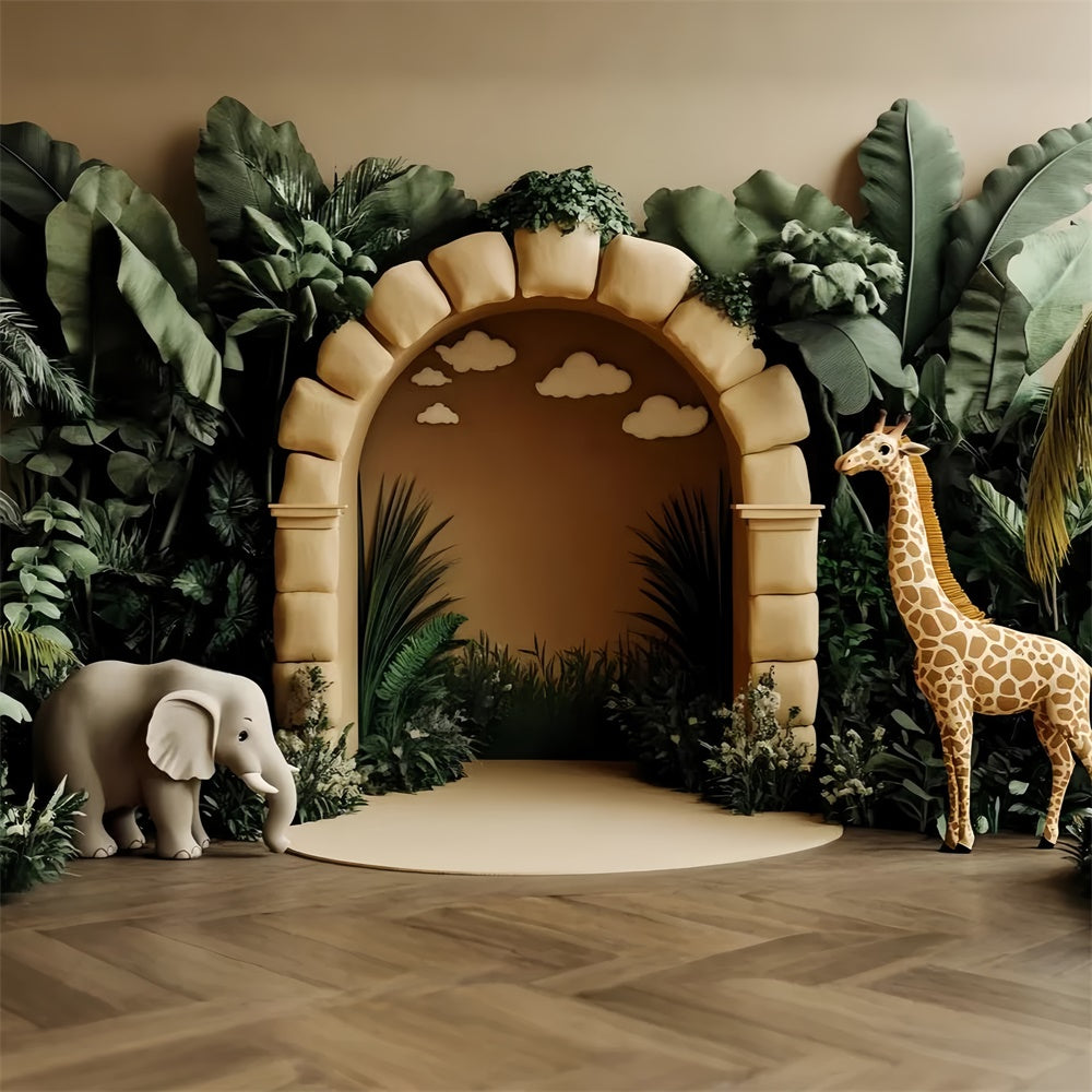 Fotokulissen für Kinder Dschungel Safari Bogen Hintergrund CSH5-307