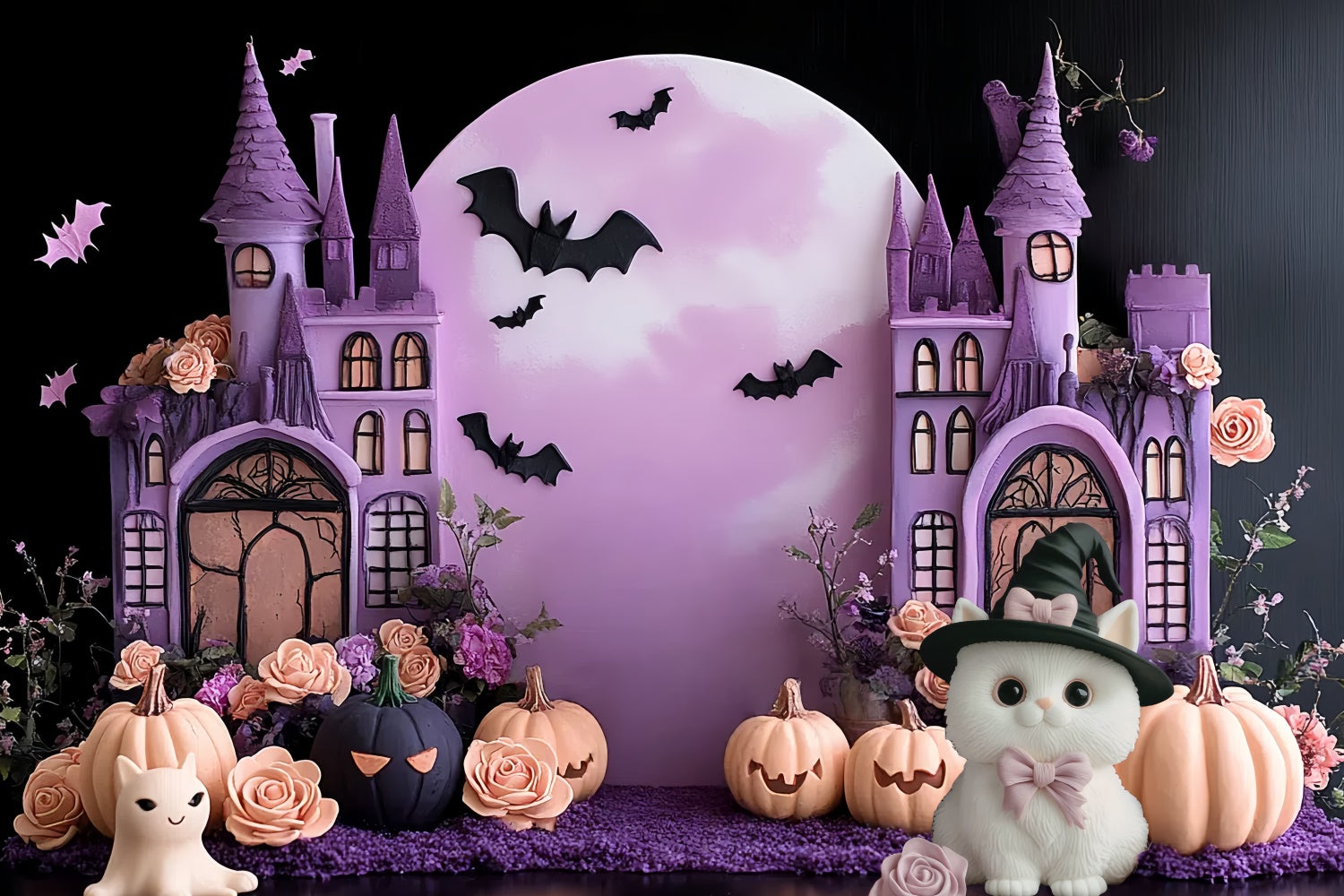 Halloween Backdrop Ideen Fledermäuse Blüten Schloss Kinder Backdrop CSH5-316