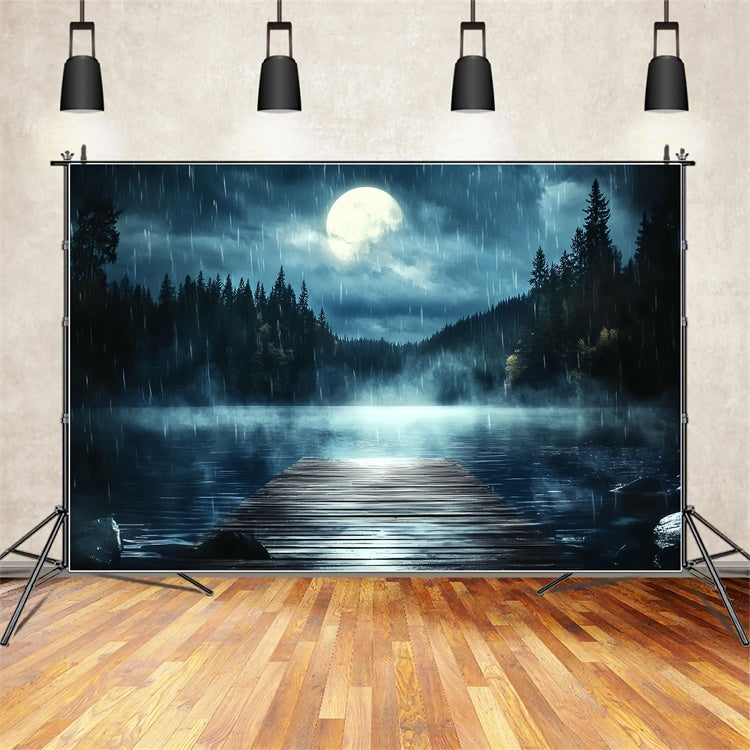 Vatertag Fotohintergrund mondbeschienenes verregnetes Dock Hintergrund CSH5-57