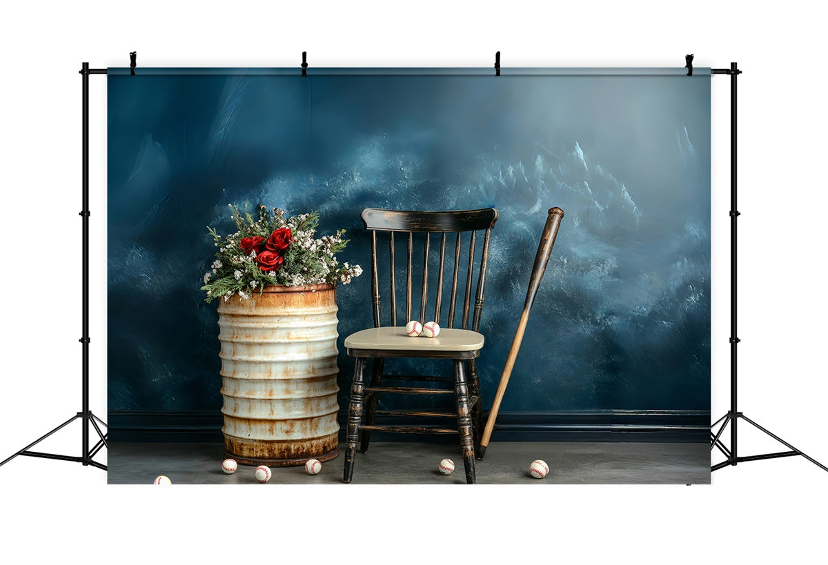 Backdrop Vatertag Rustikale Baseball Blumen Backdrop CSH5-64