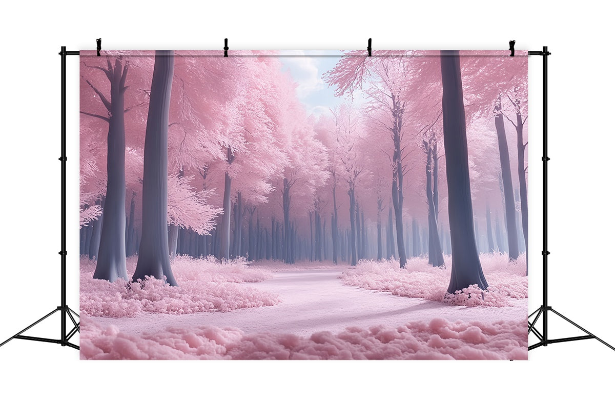 Fantasie Wald Hintergrundkulisse Weiches Rosa Dämmerungsweg Fotohintergrund CSH57-153