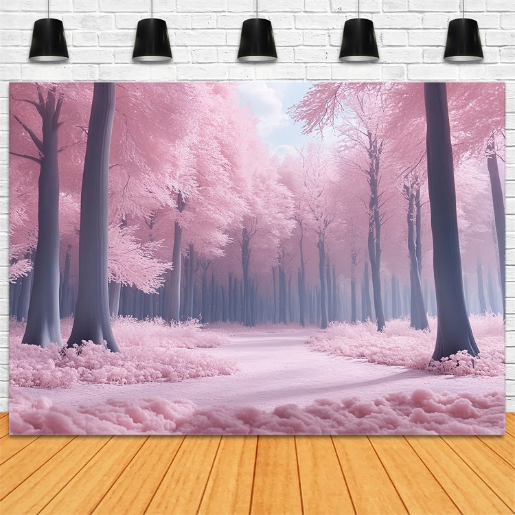 Fantasie Wald Hintergrundkulisse Weiches Rosa Dämmerungsweg Fotohintergrund CSH57-153