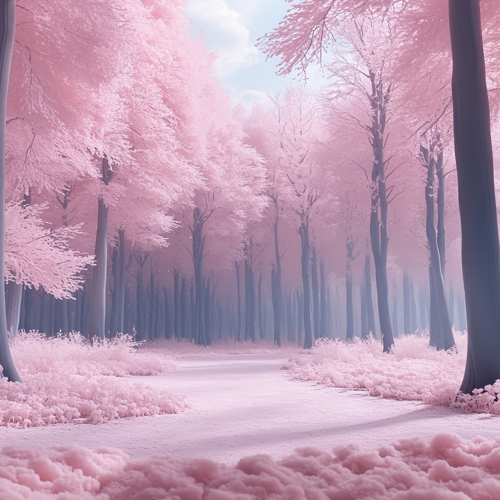 Fantasie Wald Hintergrundkulisse Weiches Rosa Dämmerungsweg Fotohintergrund CSH57-153