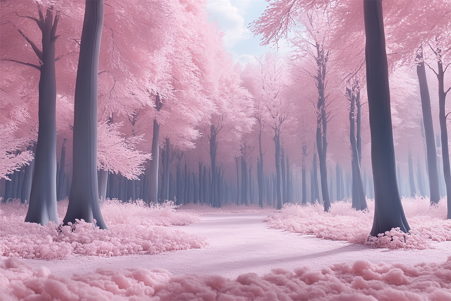 Fantasie Wald Hintergrundkulisse Weiches Rosa Dämmerungsweg Fotohintergrund CSH57-153