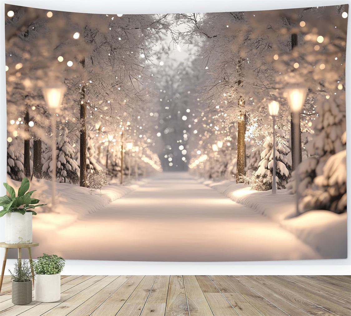 Verschneiter Wald Backdrop Winterlichter Wunderland Fotohintergrund CSH57-154