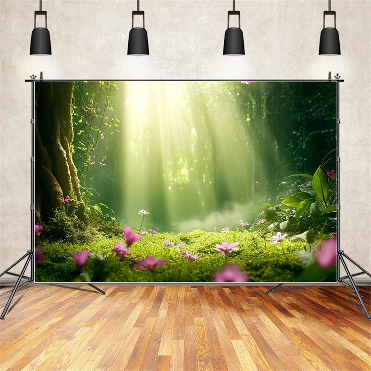 Wald Fotokulisse Morgenlicht Waldlandschaft Fotohintergrund CSH57-155