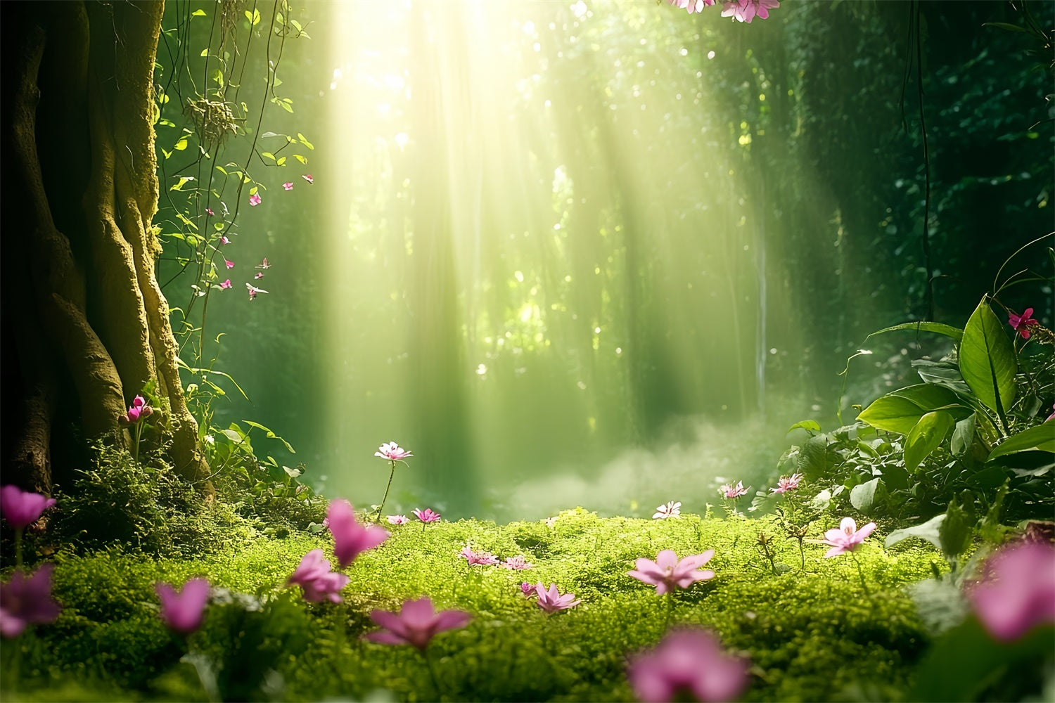 Wald Fotokulisse Morgenlicht Waldlandschaft Fotohintergrund CSH57-155