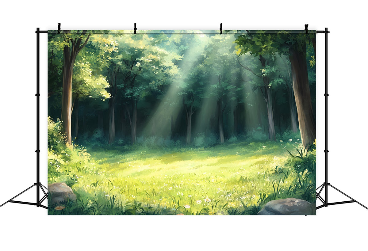 Fotokulisse Wald Sanfte Wiese Sonnenstrahlen Fotohintergrund CSH57-158