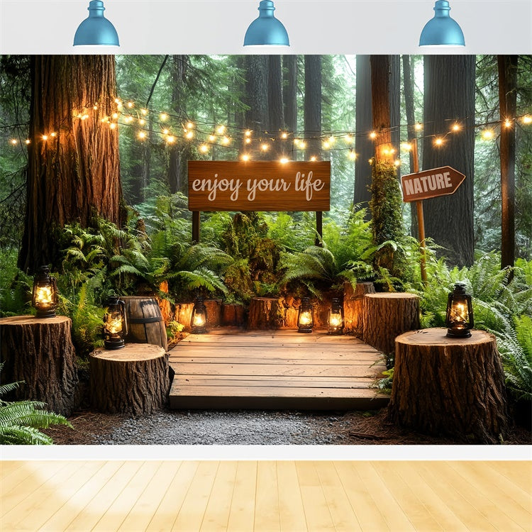 Wald Fotokulisse Woodsy Laterne Lounge Fotohintergrund CSH57-168