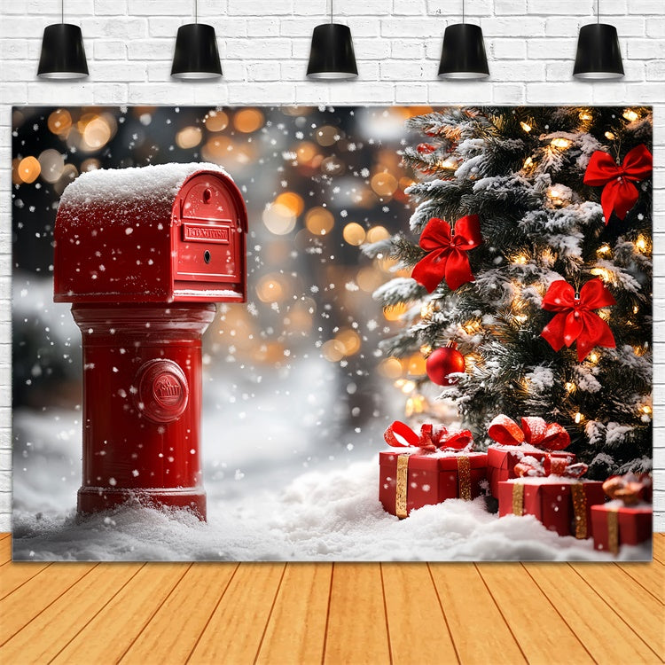 Winter Backdrop Rot Briefkasten Geschenk Weihnachten Backdrop CSH57-218