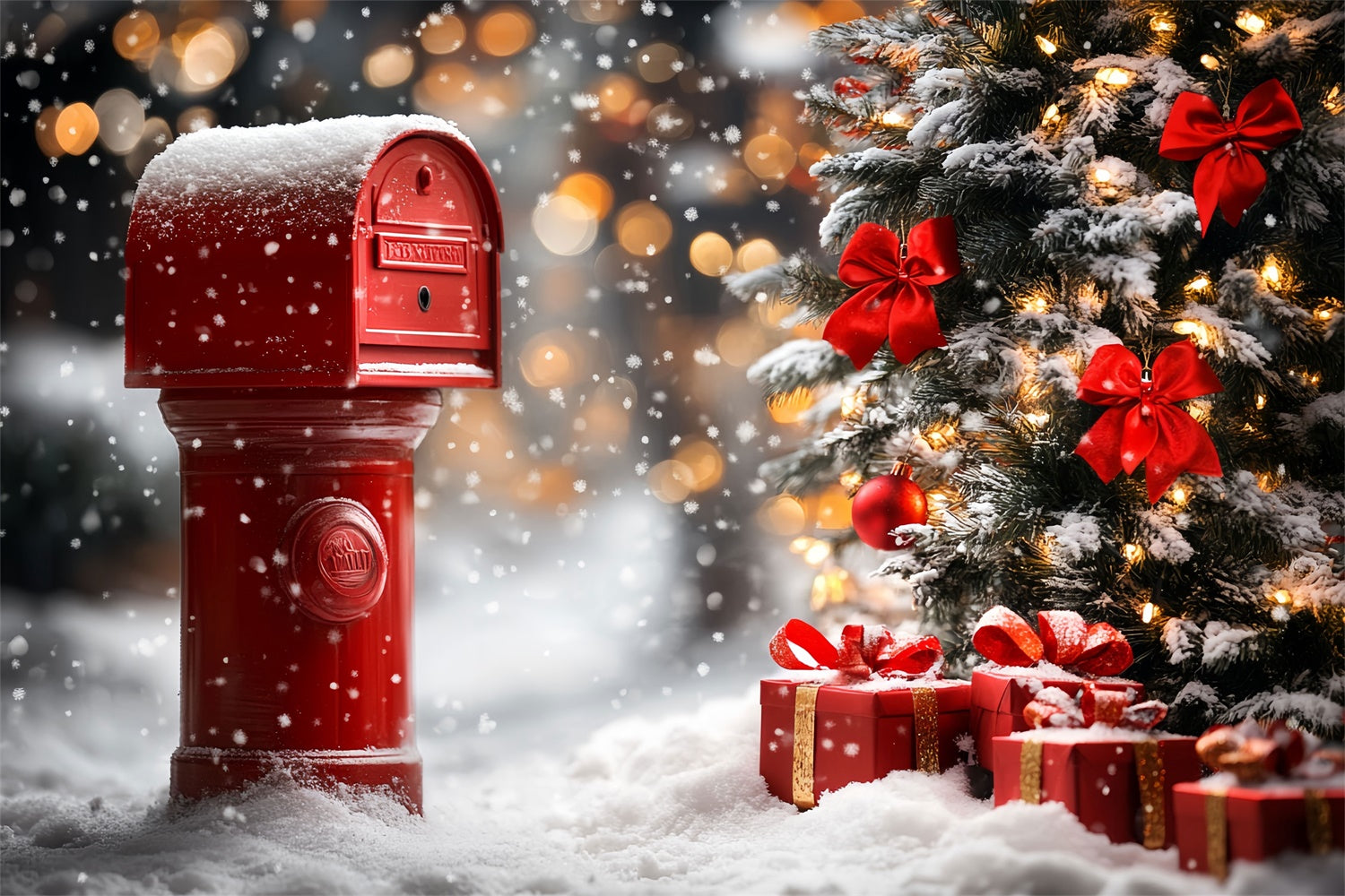 Winter Backdrop Rot Briefkasten Geschenk Weihnachten Backdrop CSH57-218