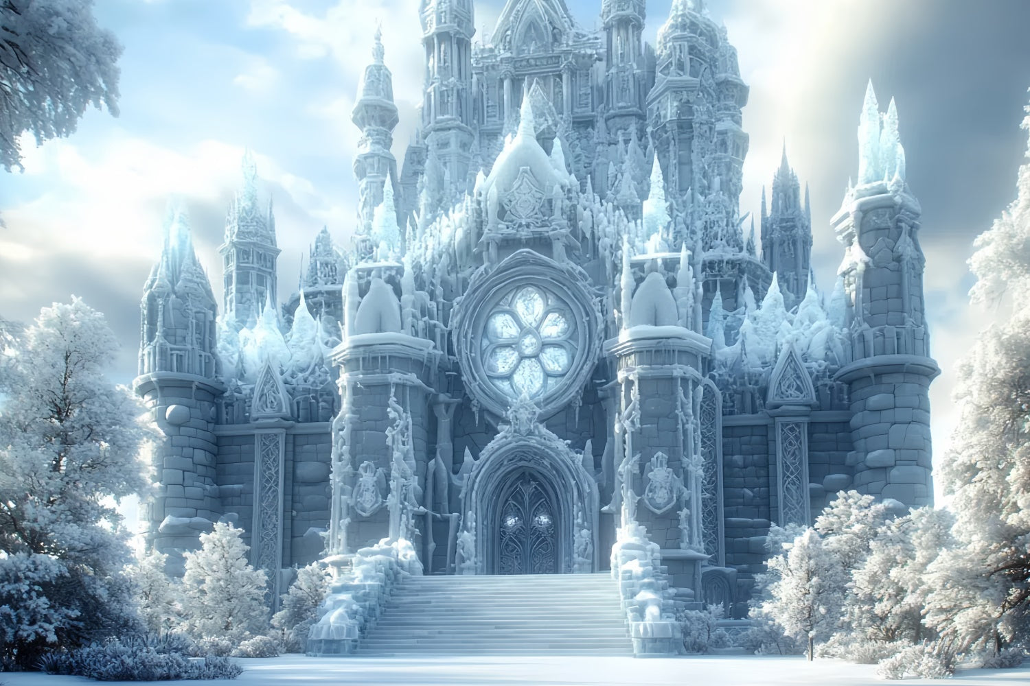 Winter-Fotohintergrund Winter Majesty Castle Backdrop CSH57-221