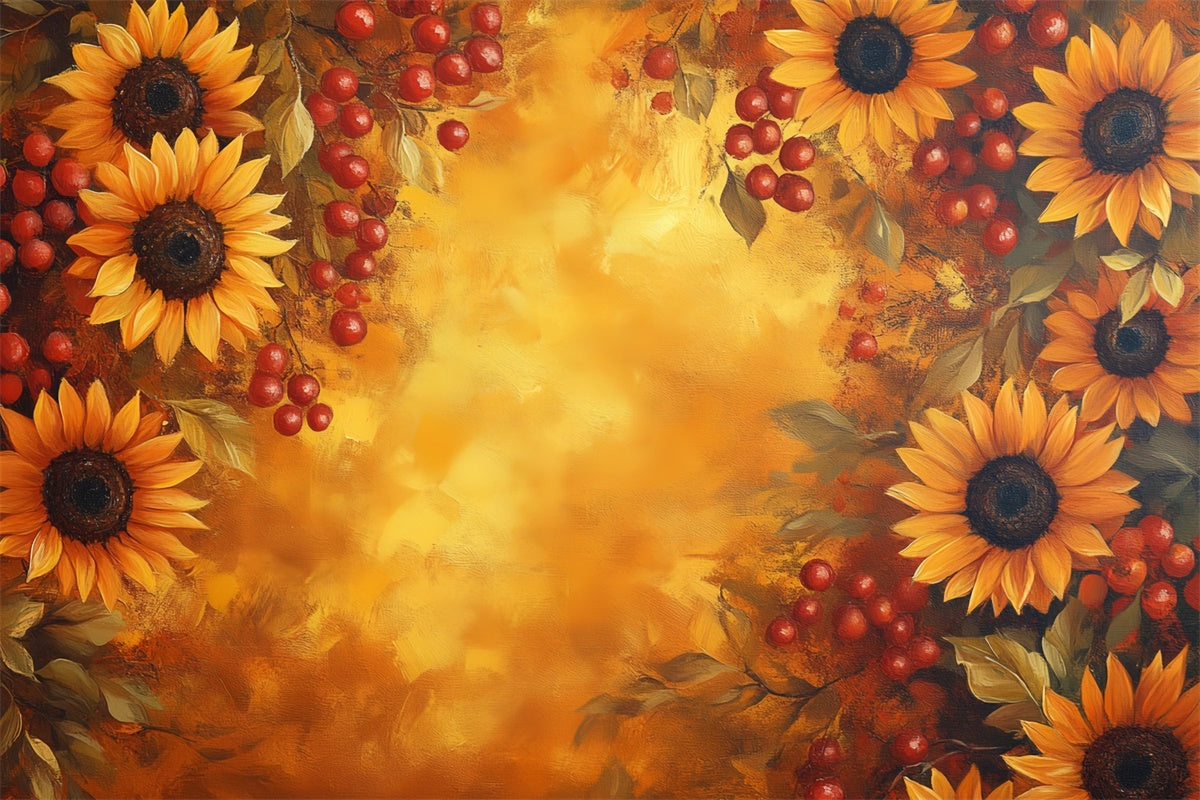 Malerei Backdrops Ernte Sonnenblumen Freude Video Fotohintergrund CSH57-258