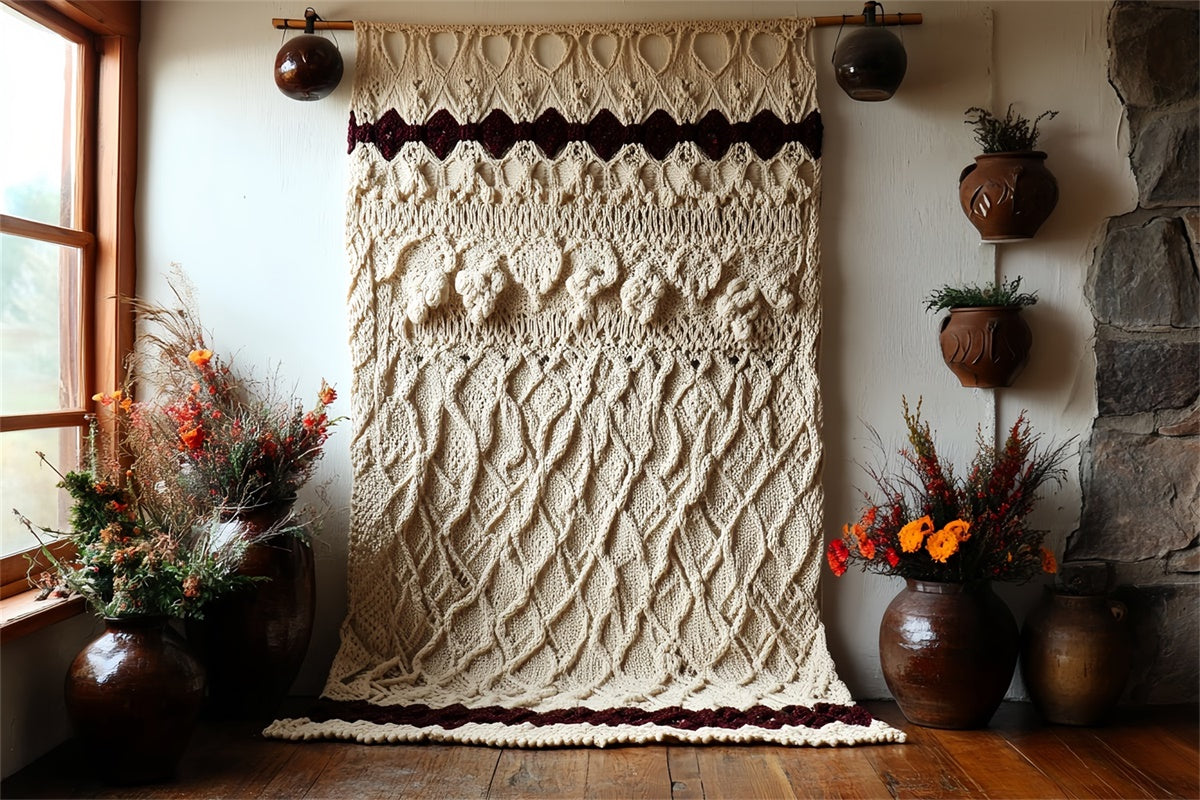 Boho-Fotohintergrund Gemütlich gestrickt Rustikaler Chic Foto Hintergrund CSH57-291