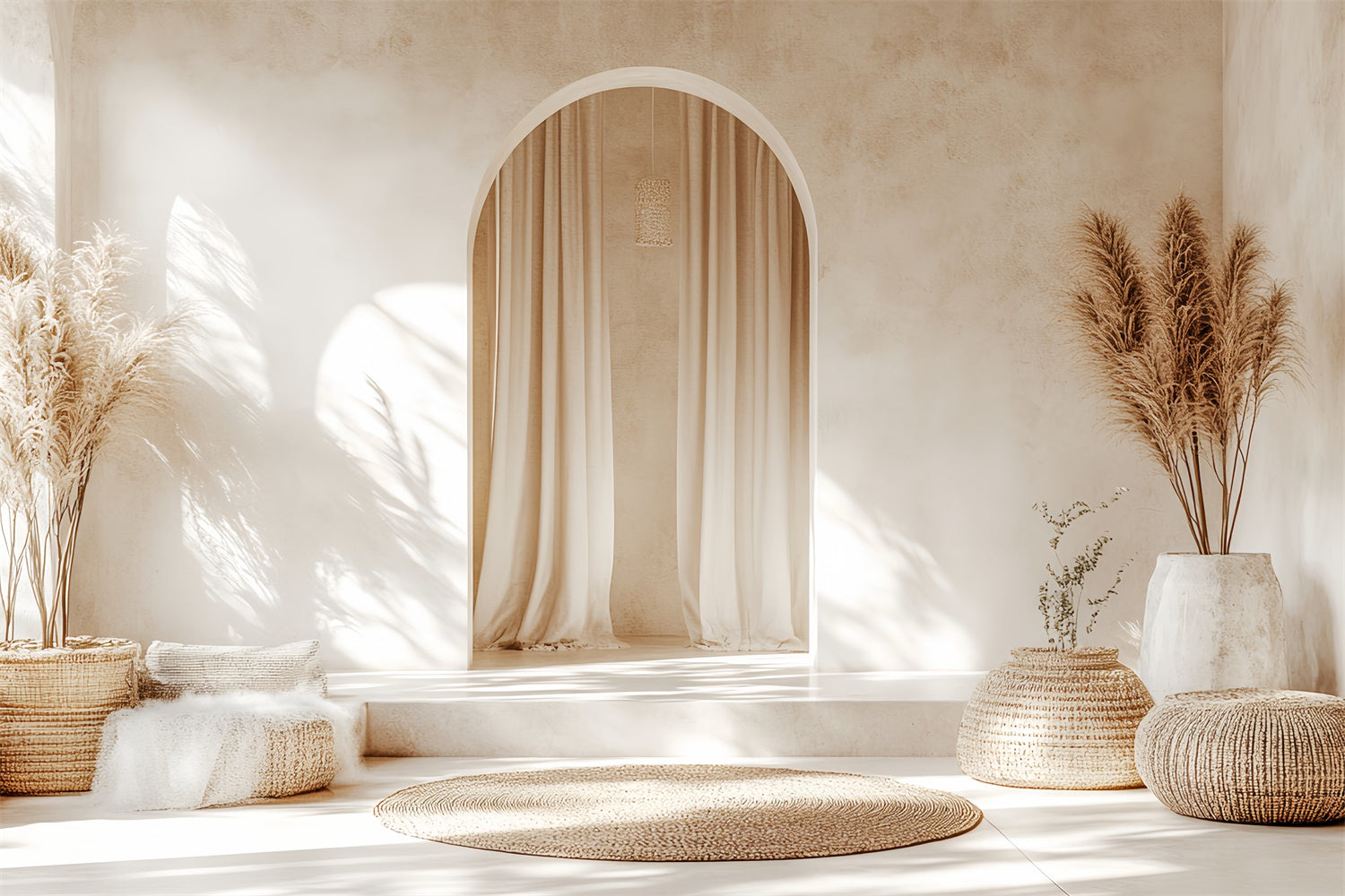 Boho Backdrop Minimal Arch Pampas Serenity Foto Hintergrund CSH57-292