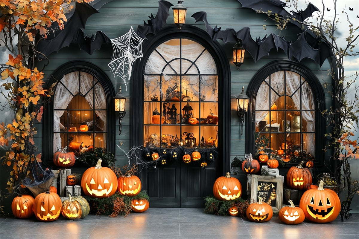 Halloween-Hintergrund für Fotos Kürbis Fenster Glühen Hintergrund CSH57-64