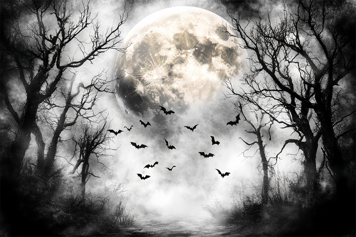 Wald-Hintergrundkulisse Nächtlicher Flug Mond Halloween-Hintergrundkulisse CSH57-68