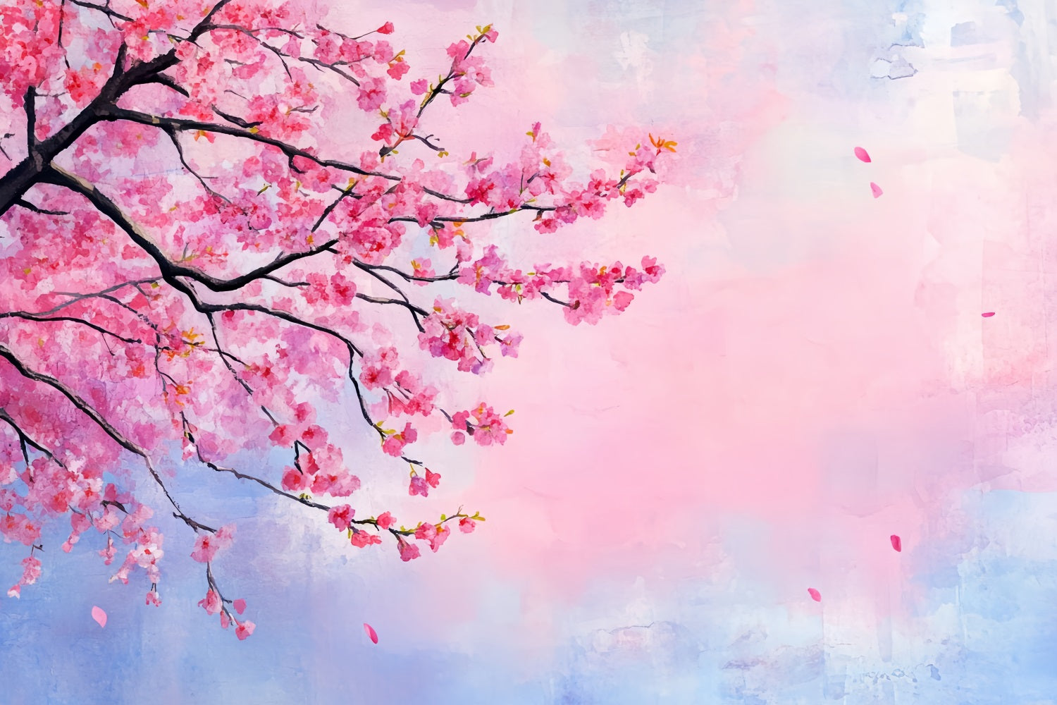 Kirschblüten-Foto Hintergrund Aquarell Blüte Zweig Himmel Frühling Foto Hintergrund CSH58-104