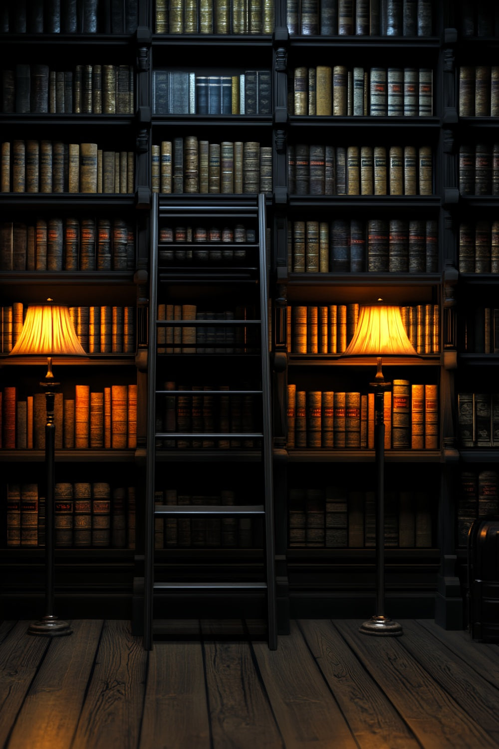 Bibliothek Studio Hintergrund Bibliothek Leiter Warme Lichter Back to School Foto Hintergrund CSH58-111