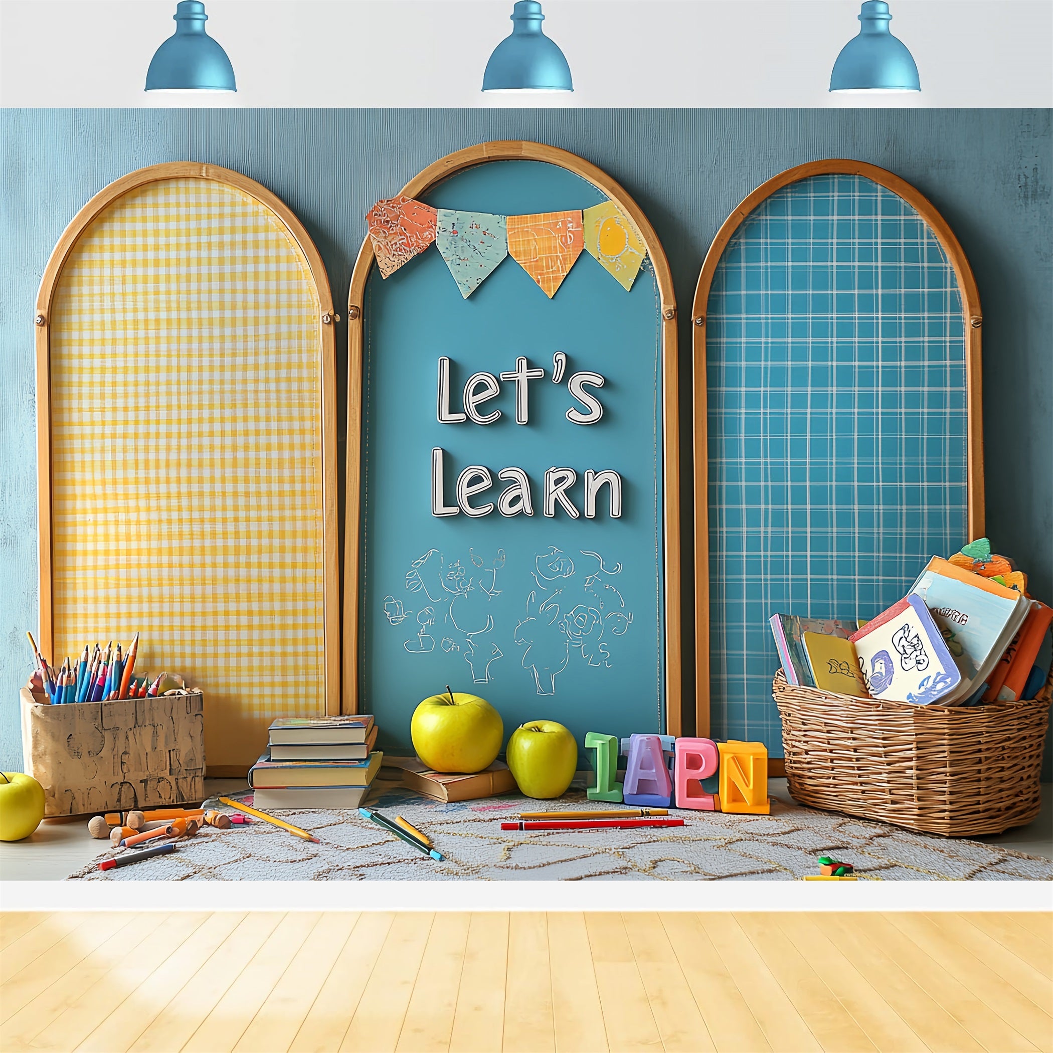 Buch Studio Hintergrund Bunte Klassenzimmer Supplies Setup zurück zu Schule Studio Hintergrund CSH58-115