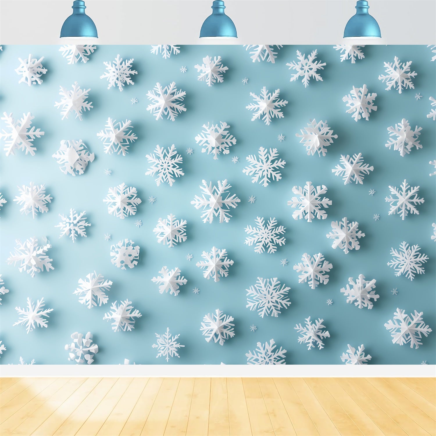 Schneeflocken Backdrop 3D weiße Schneeflocken auf Aqua Fotohintergrund Winter Studiohintergrund CSH58-19