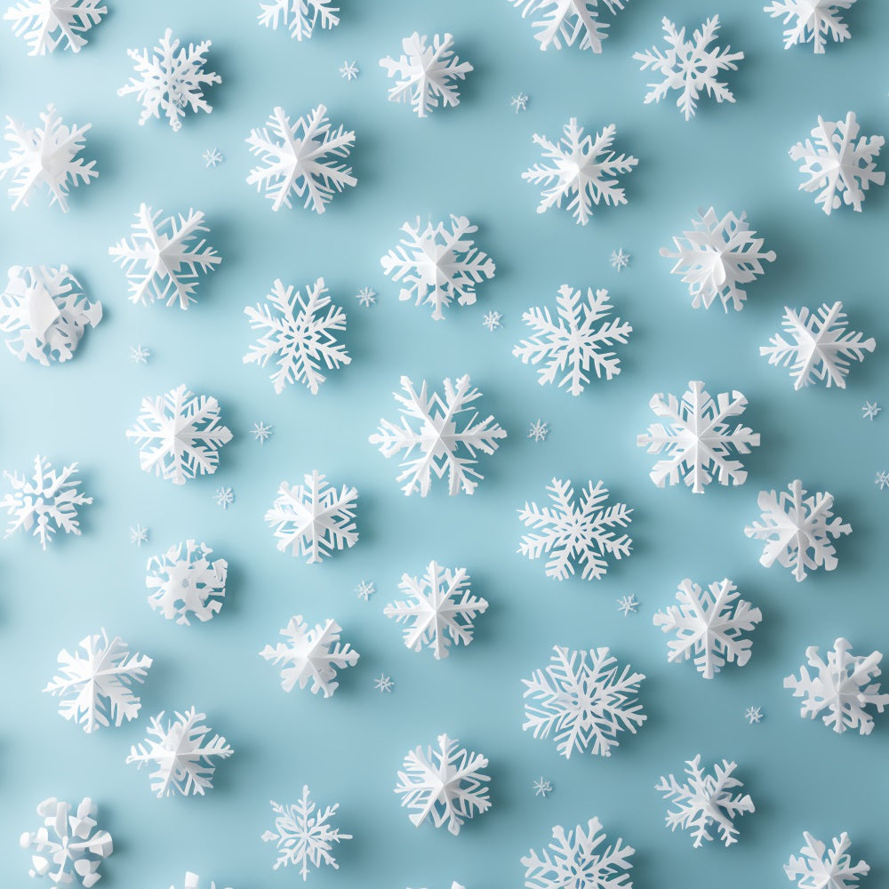 Schneeflocken Backdrop 3D weiße Schneeflocken auf Aqua Fotohintergrund Winter Studiohintergrund CSH58-19
