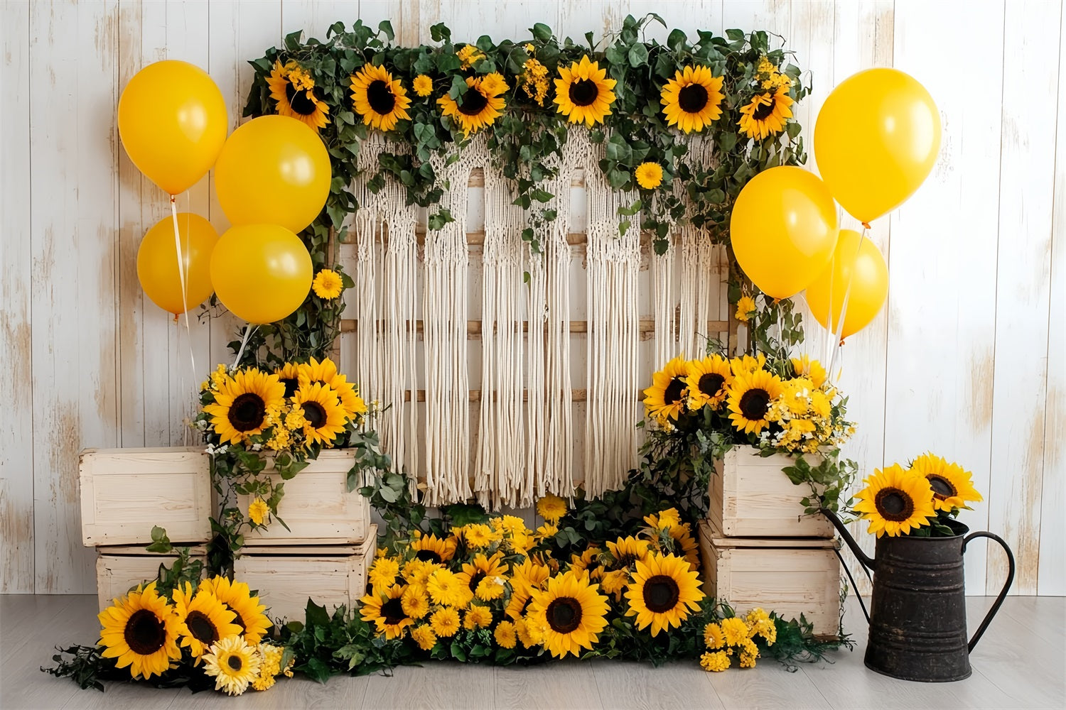Herbst-Sonnenblumen-Hintergrund Boho-Sonnenblumen-Ballondeko Herbst Foto Hintergründe CSH58-219